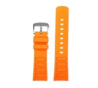 HTHRRFE Correa de reloj de goma resistente al agua con extremo curvado, 22 mm, compatible con Mido Helmsman Series M049.526 TV, pulsera con correa de reloj deportivo verde degradado(A orange silver)