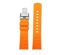 HTHRRFE Correa de reloj de goma resistente al agua con extremo curvado, 22 mm, compatible con Mido Helmsman Series M049.526 TV, pulsera con correa de reloj deportivo verde degradado(B orange silver)