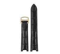 HTHRRFE Correa de reloj de piel auténtica compatible con Cartier PASHA, hebilla plegable, 21 x 15 mm, 20 x 12 mm, 18 x 10 mm, for hombre y mujer.(Black gold,18.10mm)
