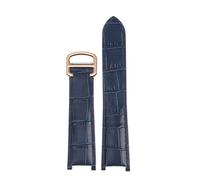 HTHRRFE Correa de reloj de piel auténtica compatible con Cartier PASHA, hebilla plegable, 21 x 15 mm, 20 x 12 mm, 18 x 10 mm, for hombre y mujer.(Blue rose gold,18.10mm)