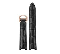 HTHRRFE Correa de reloj de piel auténtica compatible con Cartier PASHA, hebilla plegable, 21 x 15 mm, 20 x 12 mm, 18 x 10 mm, for hombre y mujer.(Black Rose gold,21.15mm)