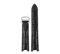 HTHRRFE Correa de reloj de piel auténtica compatible con Cartier PASHA, hebilla plegable, 21 x 15 mm, 20 x 12 mm, 18 x 10 mm, for hombre y mujer.(Black silver,21.15mm)