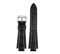 HTHRRFE Correa de reloj de piel auténtica con extremo convexo de 24 x 14 mm, compatible con Tissot T60, correa L875/975K, for hombre y mujer, con cierre de mariposa.(Black sk)