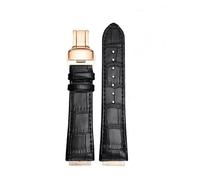 HTHRRFE Correa de reloj de piel de vaca for hombre y mujer, compatible con Maserati Trident (25 x 18 mm, 21 x 18 mm) R8821108039 y R8821108025.(Black RG Folding,24-18mm Convex)