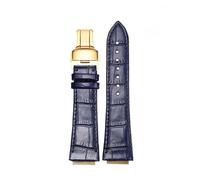 HTHRRFE Correa de reloj de piel de vaca for hombre y mujer, compatible con Maserati Trident (25 x 18 mm, 21 x 18 mm) R8821108039 y R8821108025.(Blue gold Folding,21-18mm Convex)