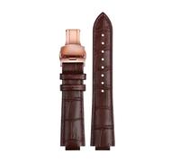 HTHRRFE For reloj LV Boca elevada Compatible con Louis Vuitton Tambour Q1121 Q114k Correa de reloj dedicada Correa de reloj de piel de vaca Hombres Mujeres con herramientas(B Brown rosegold,21x12mm)