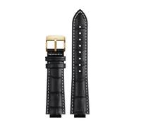 HTHRRFE For reloj LV Boca elevada Compatible con Louis Vuitton Tambour Q1121 Q114k Correa de reloj dedicada Correa de reloj de piel de vaca Hombres Mujeres con herramientas(A black white GD,21x12mm)