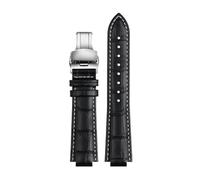 HTHRRFE For reloj LV Boca elevada Compatible con Louis Vuitton Tambour Q1121 Q114k Correa de reloj dedicada Correa de reloj de piel de vaca Hombres Mujeres con herramientas(B black white SK,18x10mm)