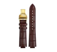 HTHRRFE For reloj LV Boca elevada Compatible con Louis Vuitton Tambour Q1121 Q114k Correa de reloj dedicada Correa de reloj de piel de vaca Hombres Mujeres con herramientas(B Brown gold,18x10mm)