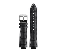 HTHRRFE For reloj LV Boca elevada Compatible con Louis Vuitton Tambour Q1121 Q114k Correa de reloj dedicada Correa de reloj de piel de vaca Hombres Mujeres con herramientas(A black white SK,18x10mm)