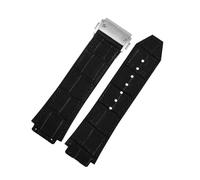 HTHRRFE Reloj de piel de vaca compatible con Hengbao Yubo Classic Fusion Big Bang, cadena de silicona y cuero genuino for hombre, 26-19 mm(Black Silver)