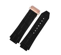 HTHRRFE Reloj de piel de vaca compatible con Hengbao Yubo Classic Fusion Big Bang, cadena de silicona y cuero genuino for hombre, 26-19 mm(Black rose gold)