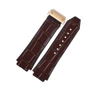 HTHRRFE Reloj de piel de vaca compatible con Hengbao Yubo Classic Fusion Big Bang, cadena de silicona y cuero genuino for hombre, 26-19 mm(Brown rose gold)