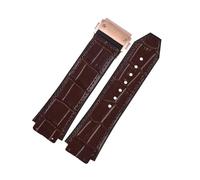 HTHRRFE Reloj de piel de vaca compatible con Hengbao Yubo Classic Fusion Big Bang, cadena de silicona y cuero genuino for hombre, 26-19 mm(Brown gold)