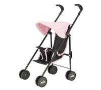 HTI Joie - Cochecito pequeño para niños, color negro y rosa, cochecito de bebé, juguete, paraguas, cochecito plegable, para juegos de rol, a partir de 3 años, 58 x 26,5 x 40,5 cm