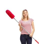 HTLY SPR Plumero Extensible de Microfibra, Extensible, Resistente a los arañazos, Lavable, Limpieza de Ventiladores de Techo Alto, persianas, telarañas (Rojo)