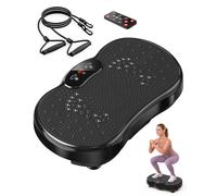 HTM Plataforma Vibratoria, Plataforma Vibración Muscular Silenciosa y Compacta para Moldear el Cuerpo y Relajarse, con 2 Bandas Elásticas, Aptas para Uso Doméstico