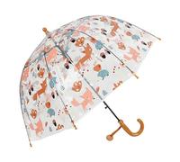 HTNEDNST Paraguas automático transparente a prueba de tormentas ligero con forma de campana para mujer, color blanco, A5 café, Talla única