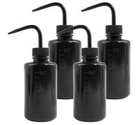 HTOBRIC 4 botellas de lavado de 250 ml, botella de laboratorio, botella de spray para tatuajes, botella de lavado, botella de plástico (negro)