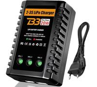 HTRC Cargador Lipo 20W para Baterías 2S-3S (7.4V-11.1V) - Cargador Equilibrador Rápido para Coche RC, Airsoft, Barco RC, Dron
