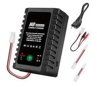 HTRC Cargador NiMH para Baterías NiMH/NiCd 2-8S (2,4V-9,6V), Cargador RC de 20W con Conector Tamiya/Mini-Tamiya/Cable de Pinzas Cocodrilo, Compatible con Coche RC, Barco RC, Dron, Airsoft