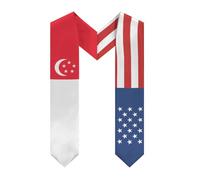 HTRJYH Bufanda de graduación con diseño de bandera de Granada de América, clase de doble cara, Bandera de Singapur de Estados Unidos, Talla única