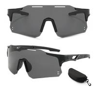 HTRR Gafas de sol deportivas unisex protección UV400, gafas de béisbol para bicicleta al aire libre, diseño ligero sin montura azul/gris (lentes de 150 mm, montura PC, 30 gramos) (lentes grises)