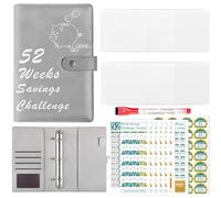 HTRTRR Agenda Ahorro Dinero A5 tipos Retos Para Ahorrar Dinero - Sobres Ahorro Dinero - Budget Planner-Organizador de Dinero - Carpeta de Ahorro de Dinero (gris)