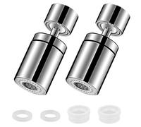 HTRTRR Grifo universal cromado, 2 unidades, grifo giratorio de 360°, con dos modelos de boquillas para cocina y baño, regulador de chorro (plata)