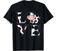 HTRWSNVX Cute Cow Print I Love Cows Funny Farming Gift Men Women Gift Unisex T-Shirt Black 3XL