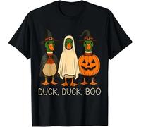 HTRWSNVX Cute Duck Duck Boo Funny Spooky Goose Halloween Fall Pumpkin Unisex T-Shirt Black XXL