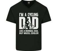 HTRWSNVX Cycling Dad Like a Normal Dad Fathers Day Mens V-Neck Cotton T-Shirt Black S