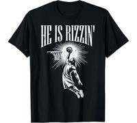 HTRWSNVX Easter He Is Rizzin Christian Religious Unisex T-Shirt Black S