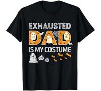 HTRWSNVX Exhausted Dad Is My Costume Funny Couples Halloween Costumes T-Shirt Black XXL