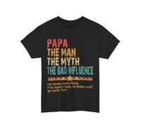 HTRWSNVX Father's Day Papa The Man The Myth The Bad Influence Vintage Shirt Black XL