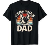 HTRWSNVX French Bulldog Dad Funny Frenchie Dog Lover Retro Men Gift Unisex T-Shirt Black XXL