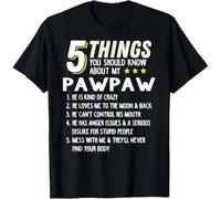 HTRWSNVX Funny 5 Things Grandpa Pawpaw Shirt Crazy Gift Idea T-Shirt Black L