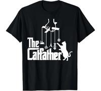 HTRWSNVX Funny Cat Dad Life The Catfather Fathers Day Mens Vintage T-Shirt Unisex T-Shirt Black XXL