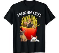 HTRWSNVX Funny Frenchie Fries French Bulldog Lover Men Women Gift Unisex T-Shirt Black 3XL