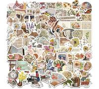 HTTDSLF 100 Stickers Aesthetic, Vintage Pegatinas, Pegatinas Aesthetic, Pegatinas de Decoración Retro, Autocollant Scrapbooking, para Bricolaje, Álbumes de Recortes, Calendario (Flor)
