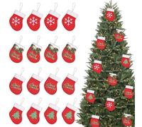 HTTDSLF 16 Piezas Calcetines de Navidad Chimenea, Medias de Navidad Colgantes Decoracion, Mini Christmas Stocking, Navideños Calcetines de Papá Noel para Colgar para Adornos Árbol, Bolsas de Regalo