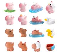 HTTDSLF 17 Piezas Mini Capybaras de Resina, Figuras Mini Capibara, Decoración para Tortas de Capybaras, Figuras de Capibara, para DIY Jardín Accesorios Juguetes Paisajes en Miniatura