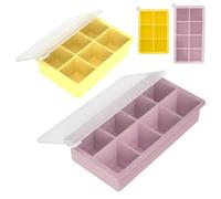 HTTDSLF 2 Piezas Bandeja de Cubitos de Hielo, Cubiteras para Hielo con Tapa, Bandeja Grande de Silicona, Cubitera Silicona con Tapa, Apilables Bandeja Cubo Hielo para Cócteles, Whisky, Vino