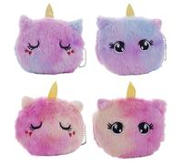 HTTDSLF 4 Piezas Monedero de Unicornio, Monedero Personalizado, Pequeño Monedero de Dibujos Animados, Lindo Monedero Pequeño con Cremallera, para Auriculares y Objetos Pequeños