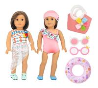 HTTDSLF 6 Piezas Set de Natación para Muñecas, Traje de Baño para Muñecas con Anillo de Natación y Gafas de Sol, Talla 35 - 45 cm, para Divertirse Nadando en los Calurosos Días de Verano