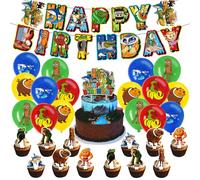 HTTDSLF Brainrot cumpleaños para niñas y niños, Italian Brain Cumpleaños Decoracion,Decoración de Fiesta de Dibujos Animados, con Decoración para Magdalenas, Pancarta y Globos, para Niños