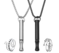 HTTDSLF Collar de Respiración, Cadena de Respiración, Consciente para Aliviar la Ansiedad - Accesorio de Meditación, Yoga y Relajación, Regalo Ideal para Mujeres y Hombres (Plata y Negro)