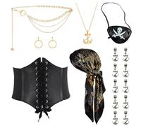 HTTDSLF Disfraz Pirata Mujer, Juego de Accesorios para Disfraces de Piratas Cinturón, Accesorios Medievales para Mujer, Bandana y Cinturón de Banda etc., para Fiesta de Halloween, Cosplay, Carnaval