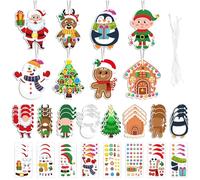 HTTDSLF Juego de 24 manualidades de Navidad para niños, arte y manualidades navideñas, calcomanías de espuma de Navidad, bricolaje con muñeco de nieve, pingüino, Papá Noel, elfo, hombre de jengibre