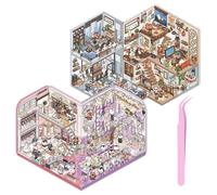 HTTDSLF Pegatinas 3D, Juegos de Pegatinas para Casa 3D DIY, DIY Scene Stickers, House Stickers, Perfecto para Adultos y Niños: Alivia el Estrés y Entretiene, incluye Pinzas